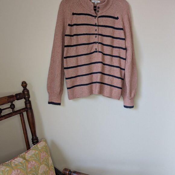 Madewell Pembury Henley Mockneck Sweater S Pink - Picture 6 of 9